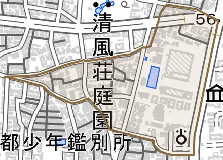 吉田泉殿町とその周辺の地図。町の範囲を重ねている