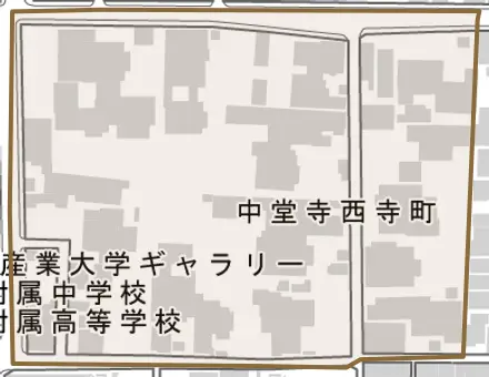 中堂寺西寺町とその周辺の地図。町の範囲を重ねている