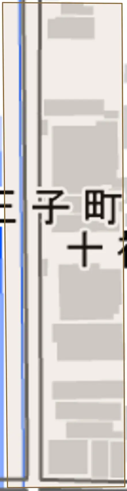 十禅師町とその周辺の地図。町の範囲を重ねている