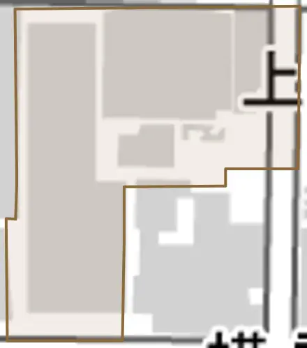 上諏訪町とその周辺の地図。町の範囲を重ねている