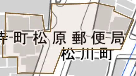 松川町とその周辺の地図。町の範囲を重ねている