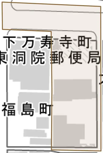 大津町とその周辺の地図。町の範囲を重ねている
