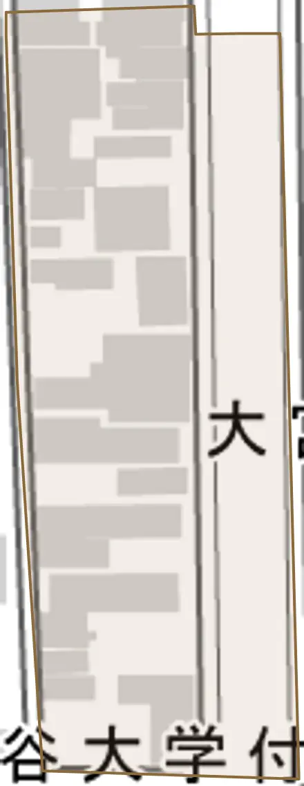 大宮三丁目とその周辺の地図。町の範囲を重ねている