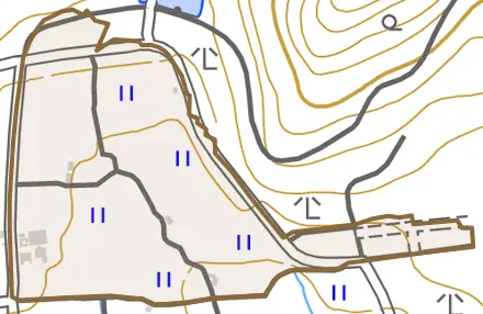 北嵯峨赤阪町とその周辺の地図。町の範囲を重ねている