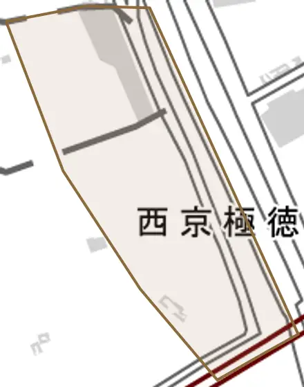 西京極徳大寺西団子田町とその周辺の地図。町の範囲を重ねている