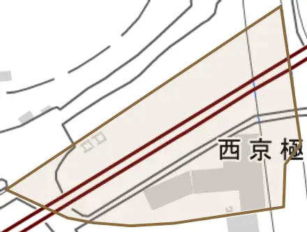 西京極郡沢町とその周辺の地図。町の範囲を重ねている