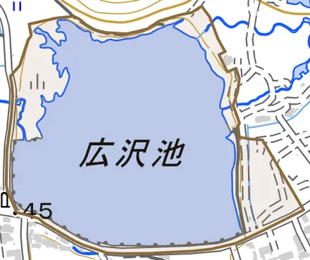 嵯峨広沢町とその周辺の地図。町の範囲を重ねている