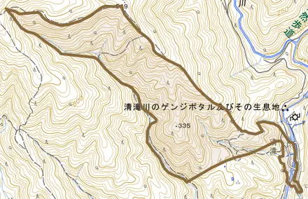 嵯峨清滝町とその周辺の地図。町の範囲を重ねている