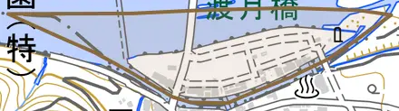 嵯峨中ノ島町とその周辺の地図。町の範囲を重ねている