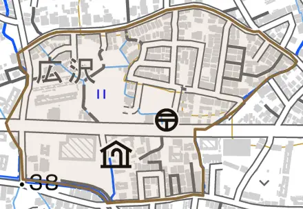 嵯峨広沢南野町とその周辺の地図。町の範囲を重ねている