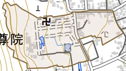 嵯峨二尊院門前長神町とその周辺の地図。町の範囲を重ねている