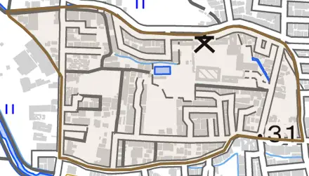 嵯峨野千代ノ道町とその周辺の地図。町の範囲を重ねている