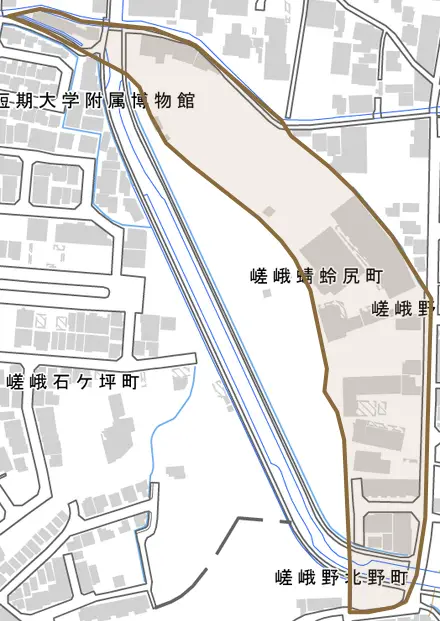 嵯峨野内田町とその周辺の地図。町の範囲を重ねている