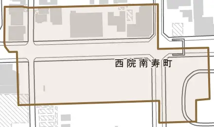 西院南寿町とその周辺の地図。町の範囲を重ねている