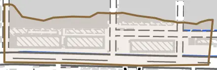 梅津北広町とその周辺の地図。町の範囲を重ねている