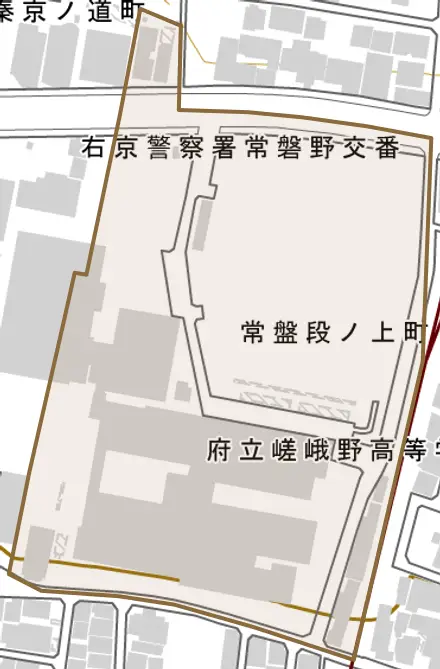 常盤段ノ上町とその周辺の地図。町の範囲を重ねている