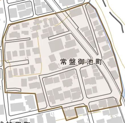 常盤御池町とその周辺の地図。町の範囲を重ねている