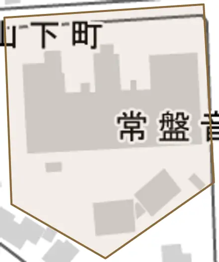 常盤音戸町とその周辺の地図。町の範囲を重ねている