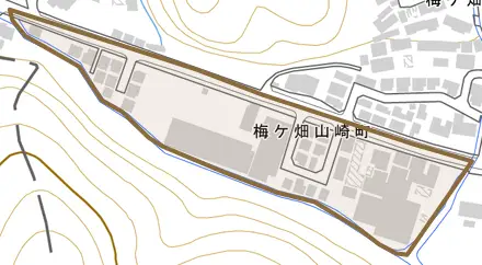 梅ケ畑山崎町とその周辺の地図。町の範囲を重ねている