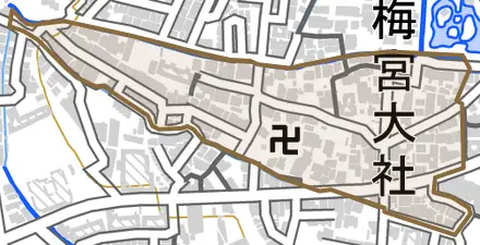 梅津前田町とその周辺の地図。町の範囲を重ねている