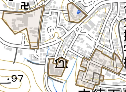 太秦中山町とその周辺の地図。町の範囲を重ねている