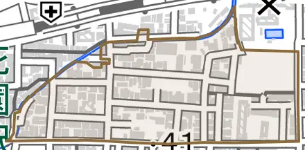 太秦安井車道町とその周辺の地図。町の範囲を重ねている