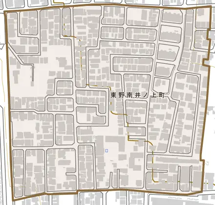 東野南井ノ上町とその周辺の地図。町の範囲を重ねている