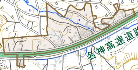 勧修寺北大日町とその周辺の地図。町の範囲を重ねている