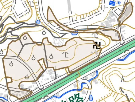勧修寺小松原町とその周辺の地図。町の範囲を重ねている