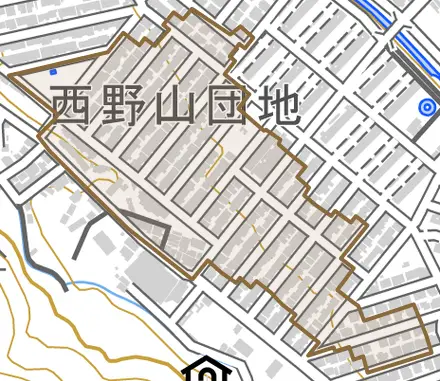 勧修寺柴山とその周辺の地図。町の範囲を重ねている