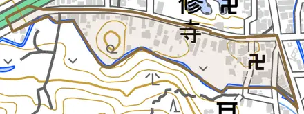 勧修寺下ノ茶屋町とその周辺の地図。町の範囲を重ねている