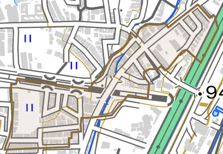 大塚丹田とその周辺の地図。町の範囲を重ねている