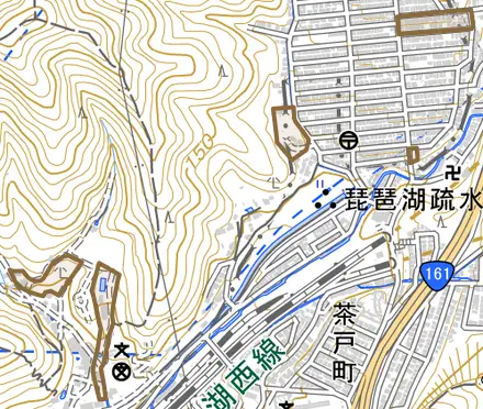 四ノ宮新開畑とその周辺の地図。町の範囲を重ねている