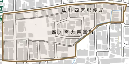 四ノ宮大将軍町とその周辺の地図。町の範囲を重ねている