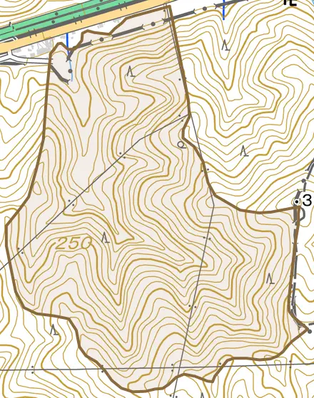 竹鼻火打谷とその周辺の地図。町の範囲を重ねている