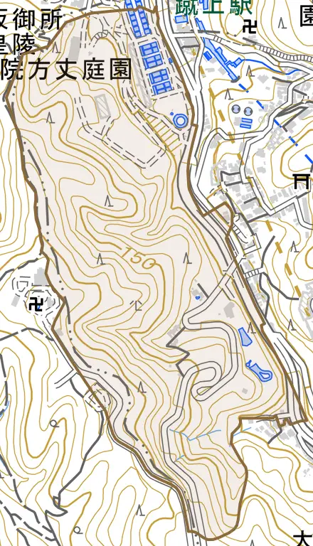 厨子奥花鳥町とその周辺の地図。町の範囲を重ねている