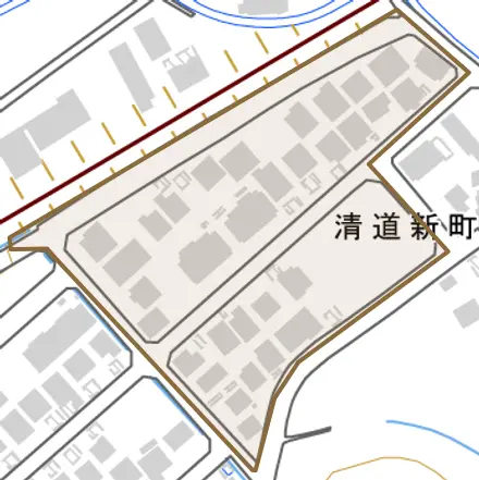 清道新町とその周辺の地図。町の範囲を重ねている