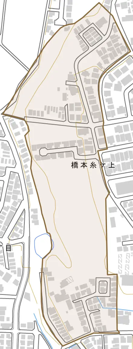 橋本糸ケ上とその周辺の地図。町の範囲を重ねている