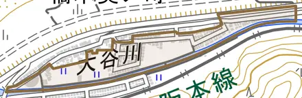 橋本尻江とその周辺の地図。町の範囲を重ねている