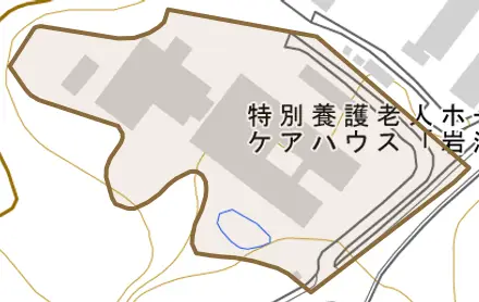 字弓木とその周辺の地図。町の範囲を重ねている