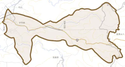 伊勢路とその周辺の地図。町の範囲を重ねている