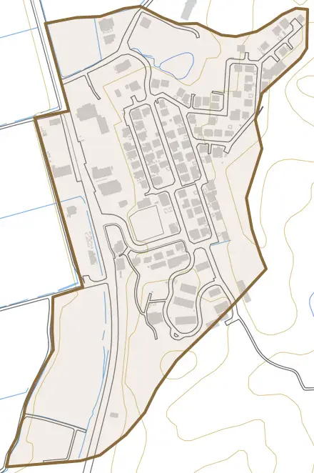 川合とその周辺の地図。町の範囲を重ねている