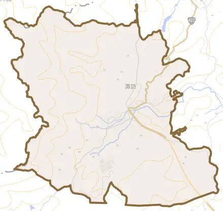 諏訪とその周辺の地図。町の範囲を重ねている