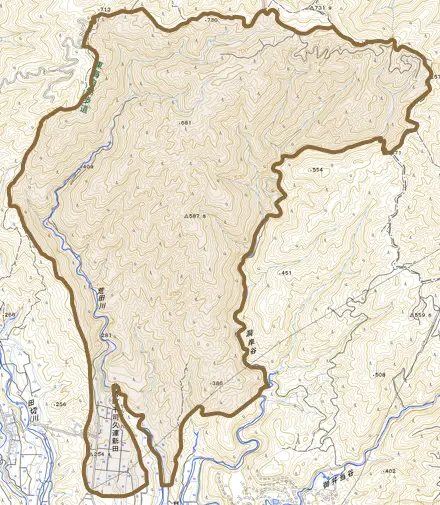 北勢町千司久連新田とその周辺の地図。町の範囲を重ねている