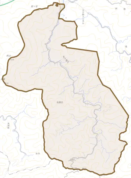 宇治今在家町とその周辺の地図。町の範囲を重ねている