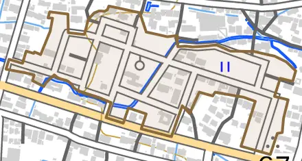 宝永台とその周辺の地図。町の範囲を重ねている