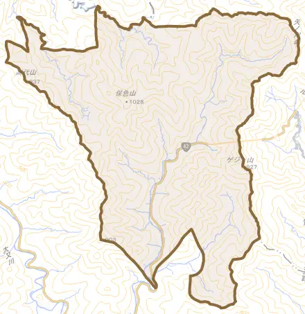 飛鳥町大又とその周辺の地図。町の範囲を重ねている