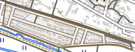 里町とその周辺の地図。町の範囲を重ねている