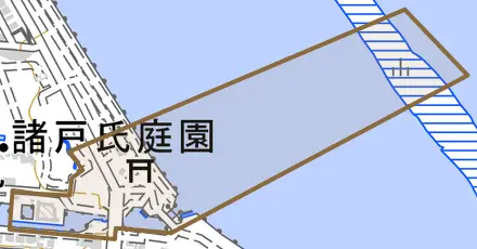 住吉町とその周辺の地図。町の範囲を重ねている