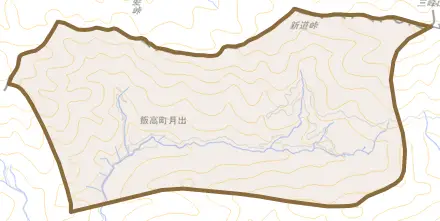 飯高町月出とその周辺の地図。町の範囲を重ねている
